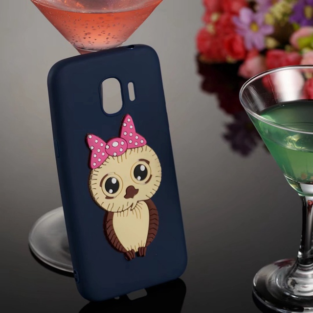 Case Samsung Galaxy J2 Pro (2018) #เคสฝาหลังนิ่มลายนกฮูกติดโบ 3D น่ารัก Lovely 3D Owl with Bowknot Pattern