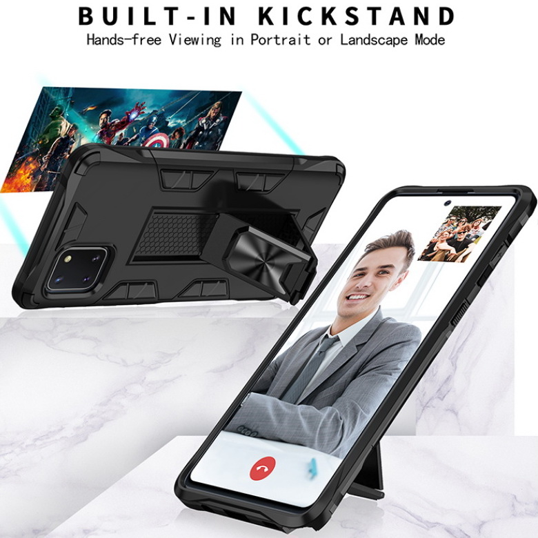 Case Samsung Galaxy Note 10 Lite #เคสแบบฝาหลังเกราะป้องกัน ไฮบริด มีขาตั้ง Built-in Kickstand Hard PC Phone Stand Back Case Armor