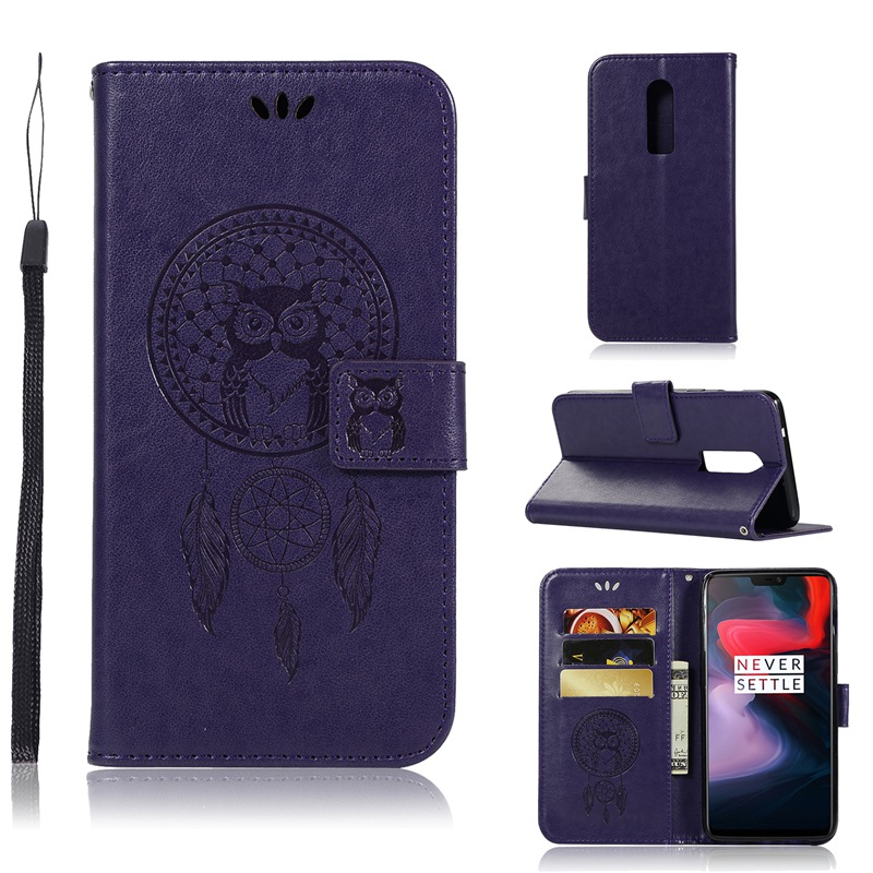 Case OnePlus 6 #เคสฝาพับแบบกระเป๋าสตางค์ฝาพับหนัง PU ลายนกฮูก Dream Catcher Owl