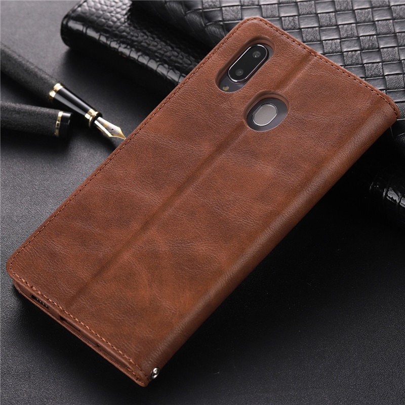 Case Samsung Galaxy A30/A20 #เคสฝาพับ AZNS สไตล์ย้อนหนัง PU มีช่องเสียบการ์ด
