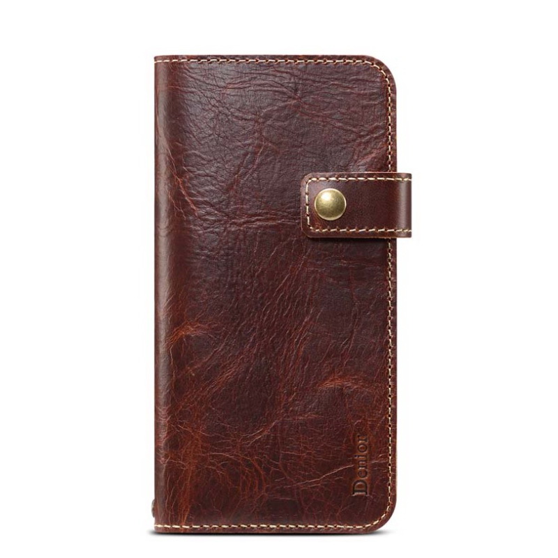 Case iPhone 14#เคสฝาพับหนังแท้พร้อมสายคล้อง Genuine Wallet Leather Phone Cover with Lanyard