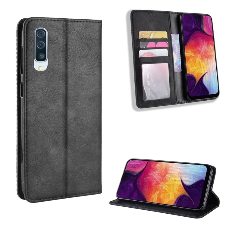 เคส Samsung Galaxy A50 / A50s / A30s #เคสฝาพับปกหนังสไตล์วินเทจดูดซับอัตโนมัติแบบกระเป๋าสตางค์