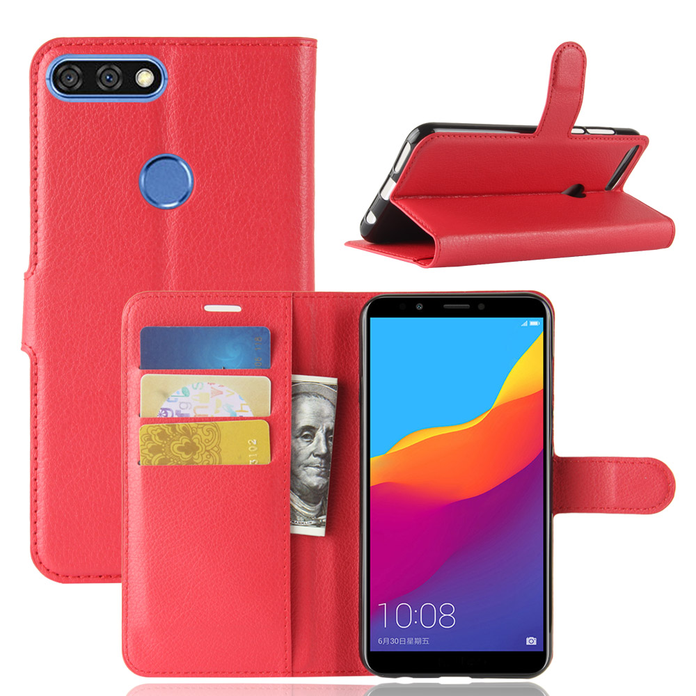 เคส Huawei Honor 7C #เคสฝาพับสไตล์กระเป๋าสตางค์หนัง PU ผิวลิ้นจี่