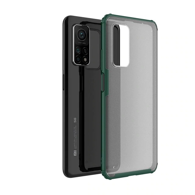 Case Xiaomi Mi 10T Pro #เคสฝาหลังโปร่งแสงสีขุ่นขอบทึบ +TPU Hybrid Case