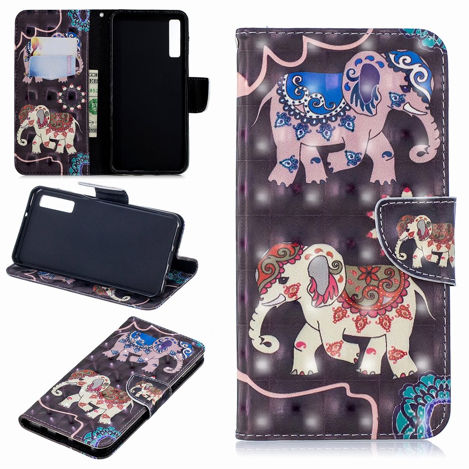 Case Samsung Galaxy A7 (2018) A750 #เคสฝาพับหนัง PU พิมพ์ลายแบบกระเป๋าสตางค์ลายน่ารักๆ
