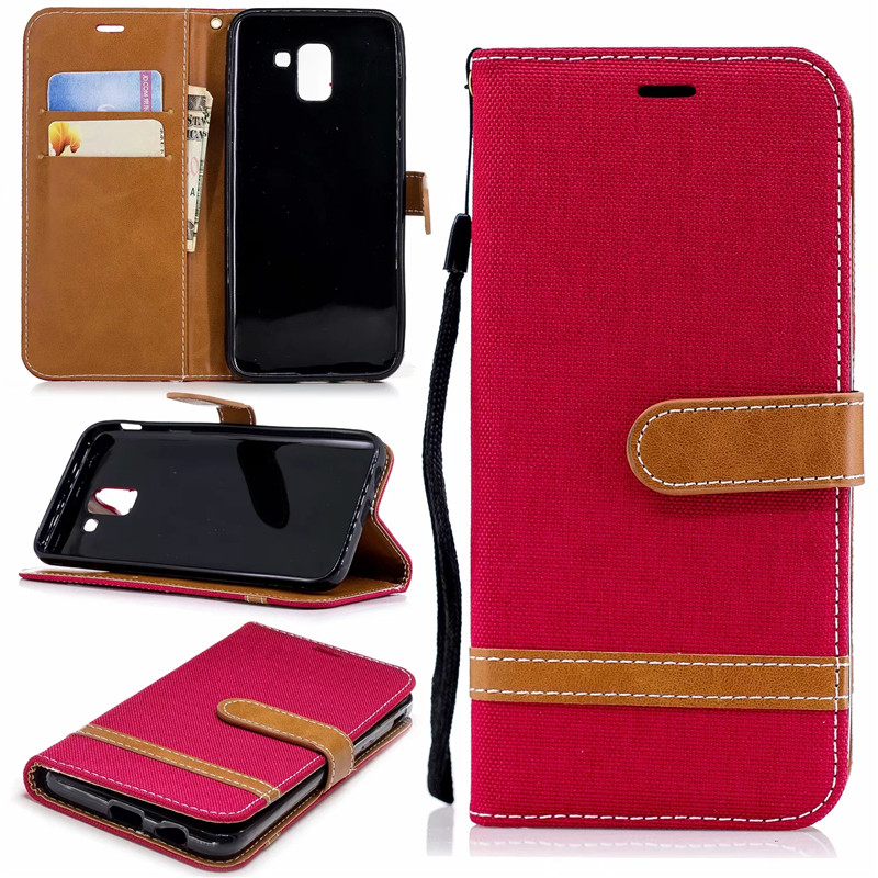Case Samsung Galaxy J6 (2018) #เคสฝาพับหนัง PU พร้อมสายคล้องมือสีสันสวยงามทันสมัย