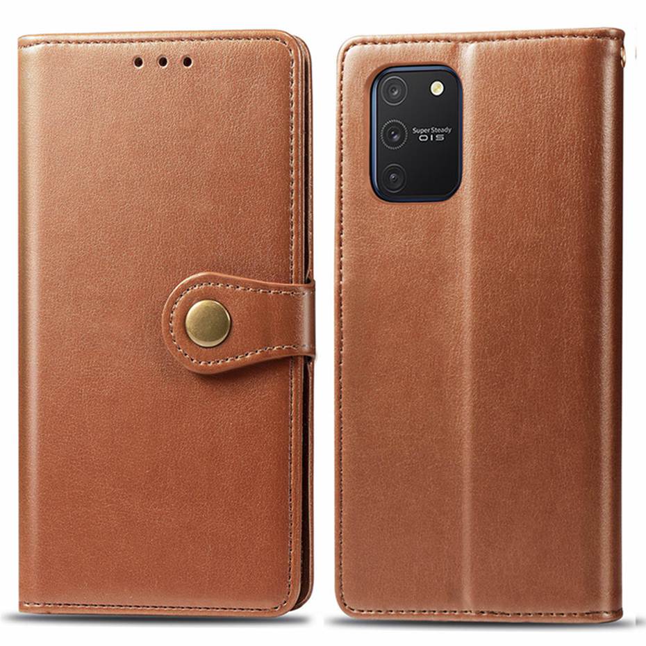 เคส Samsung Galaxy S10 Lite #เคสฝาพับแถบปิดแม่เหล็กพับตั้งได้ Magnetic Closure Wallet Lanyard Leather