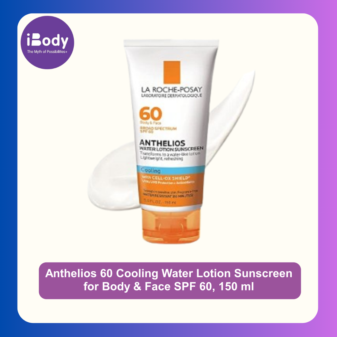 ลาโรช-โพเซย์ แอนเทลิโอส ครีมกันแดด สำหรับผิวหน้า Anthelios 60 Cooling Water Lotion Sunscreen for Body & Face SPF 60, 150 ml (La Roche-Posay®)