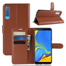 เคส Samsung Galaxy A7 (2018) #เคสฝาพับสไตล์กระเป๋าสตางค์หนัง PU ผิวลิ้นจี่สีสันสวยงามทันสมัย