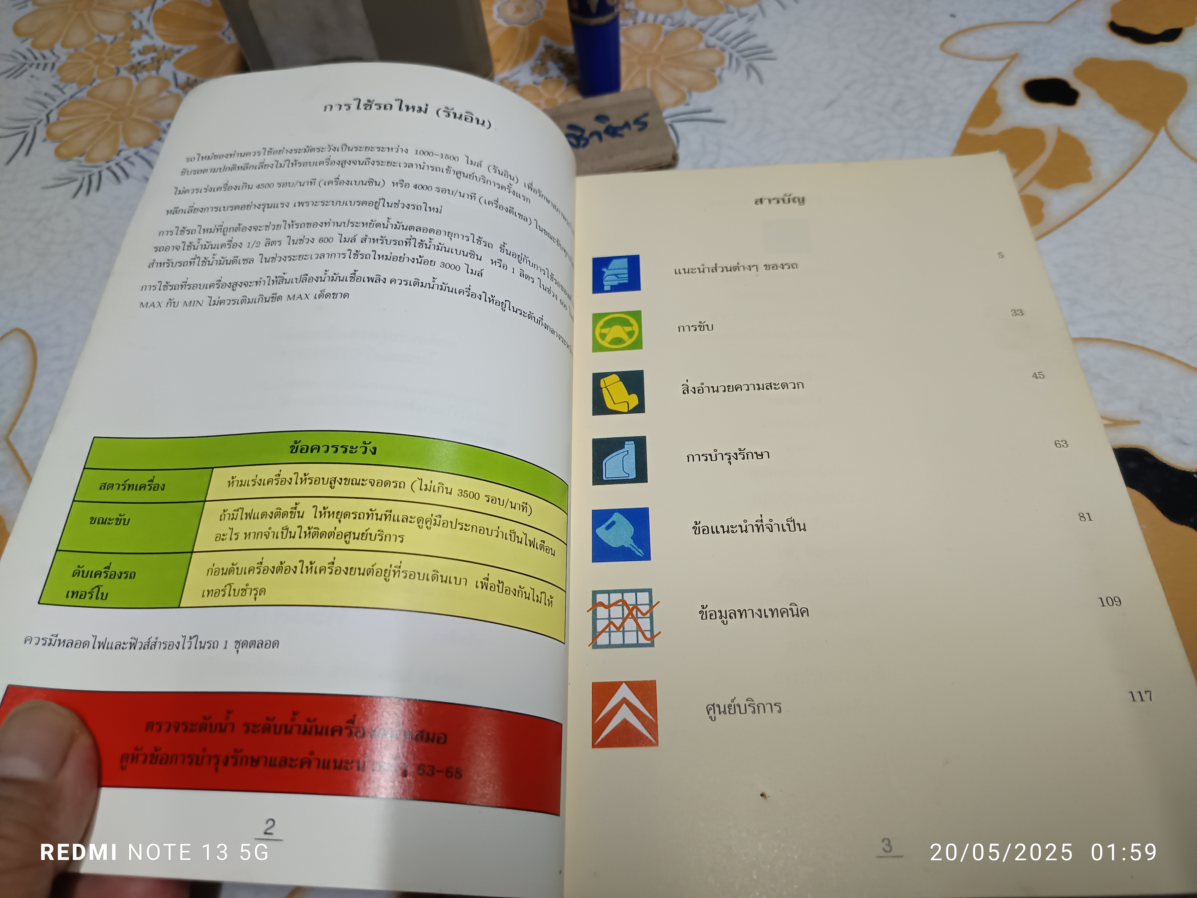 CITROEN XANTIA OWNER' S HANDBOOK ซองเทีย หนังสือคู่มือประจำรถ