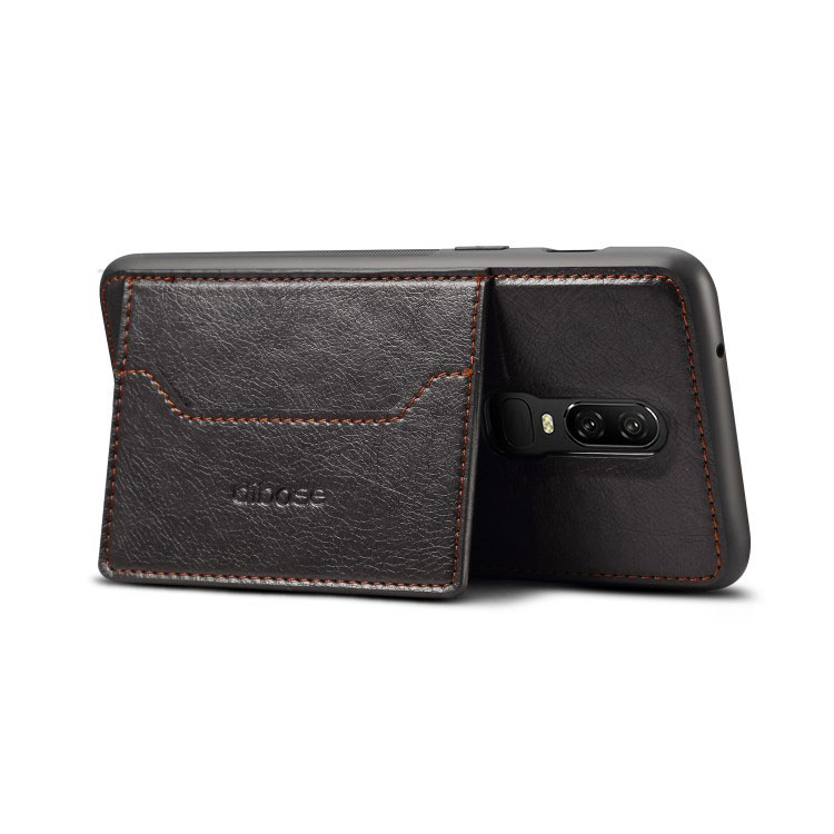 เคส OnePlus 6 #เคสฝาหลัง TPU เคลือบหนัง PU Crazy Horse Leather Coated PC + TPU Hybrid