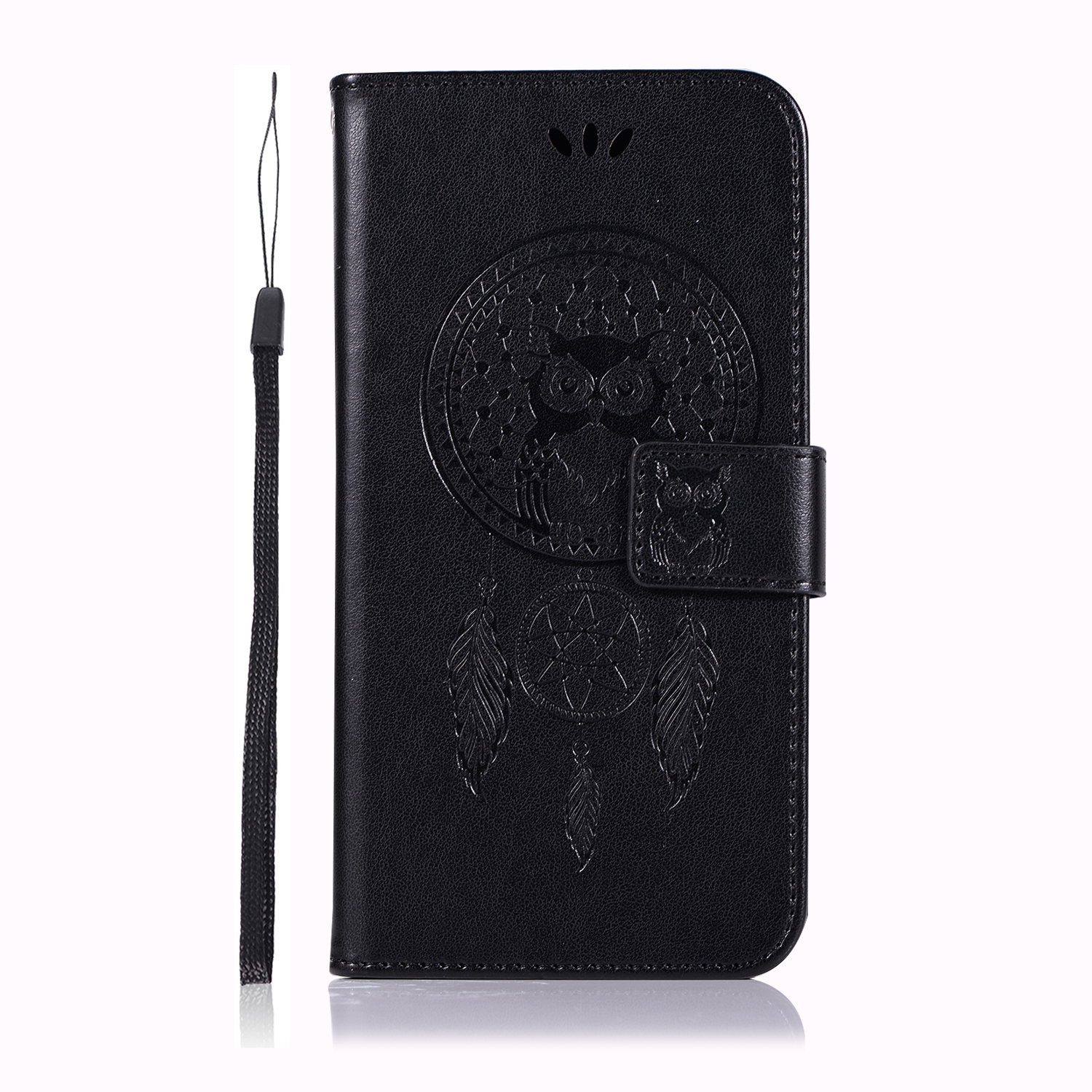 เคส Huawei Y5 2019 #เคสฝาพับแบบกระเป๋าสตางค์ฝาพับหนัง PU ลายนกฮูก Imprint Owl Dream Catcher PU Leather
