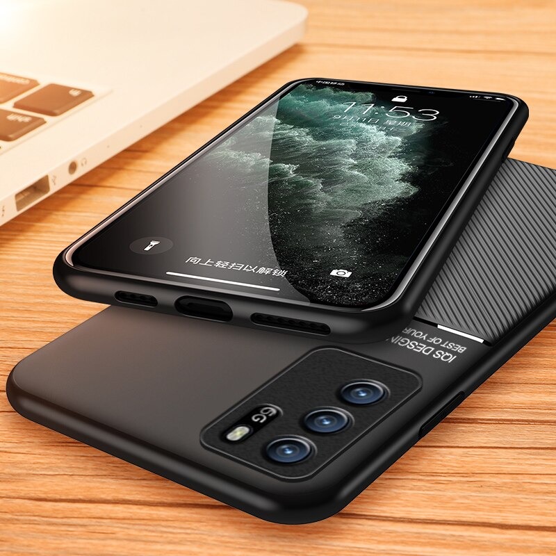 เคส OPPO Reno 6Z 5G #เคสฝาหลัง TPU เคลือบหนัง PU สไตล์ธุรกิจที่เรียบง่ายมีแผ่นเหล็กในตัว Minimalist Business Style Leather Coated TPU Built-in metal magnetic plate