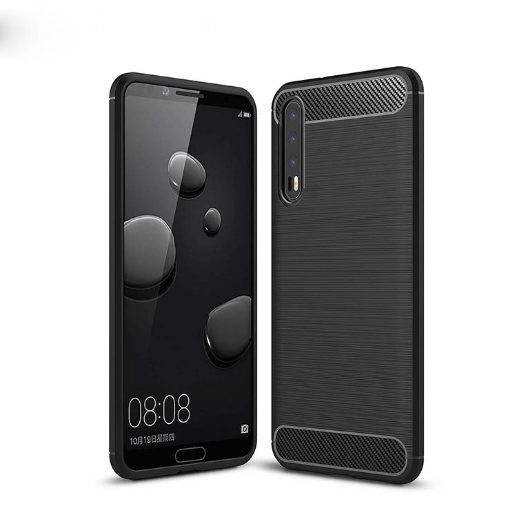 เคส Huawei P20 Pro #เคสฝาหลังตกแต่งคาร์บอนไฟเบอร์ ผิวขัดแปรง Brushered TPU Back Case