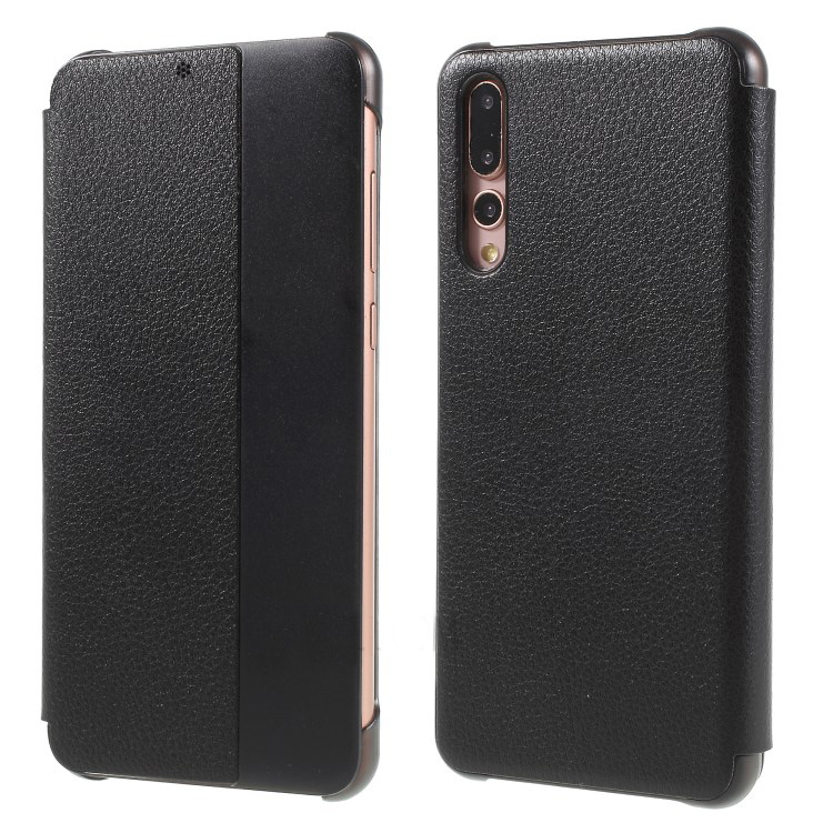 Case Huawei P20 Pro #เคสฝาพับมีช่องวิวด้านข้าง Auto Wake up / Sleep Litchi เปลือกหุ้มหนัง PU ผิวลิ้นจี่สวยงามทันสมัย