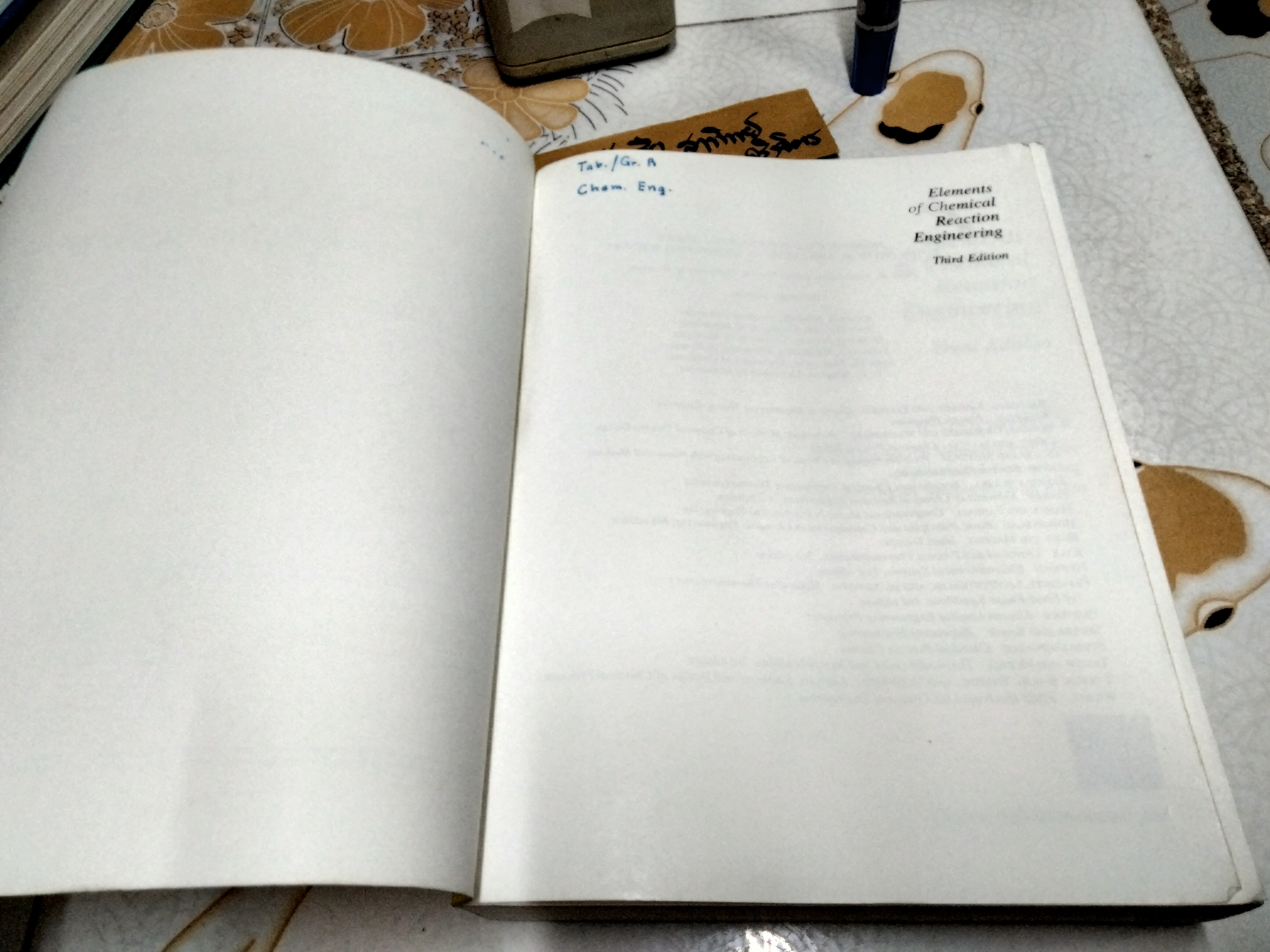 Elementary of Chemical Reaction Engineering (without CD) 3rd edition, H. Scott Fogler 1999 **สินค้าหมด**