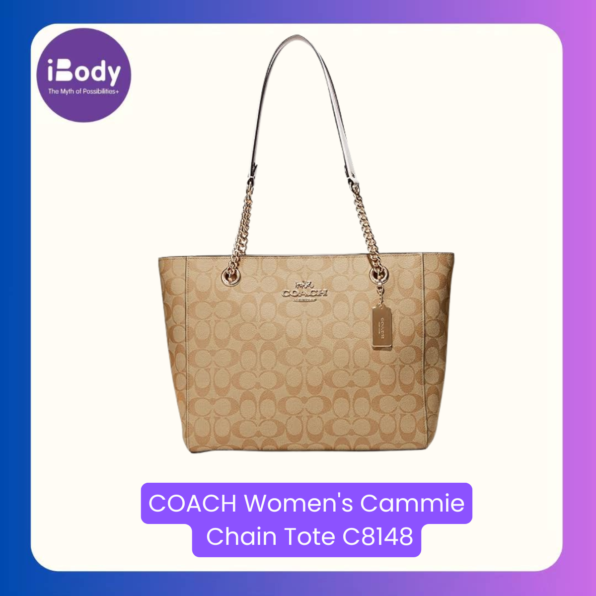 COACH Women's Cammie Chain Tote C8148 กระเป๋าสะพายไหล่ ดีไซน์หรู สายโซ่ทอง