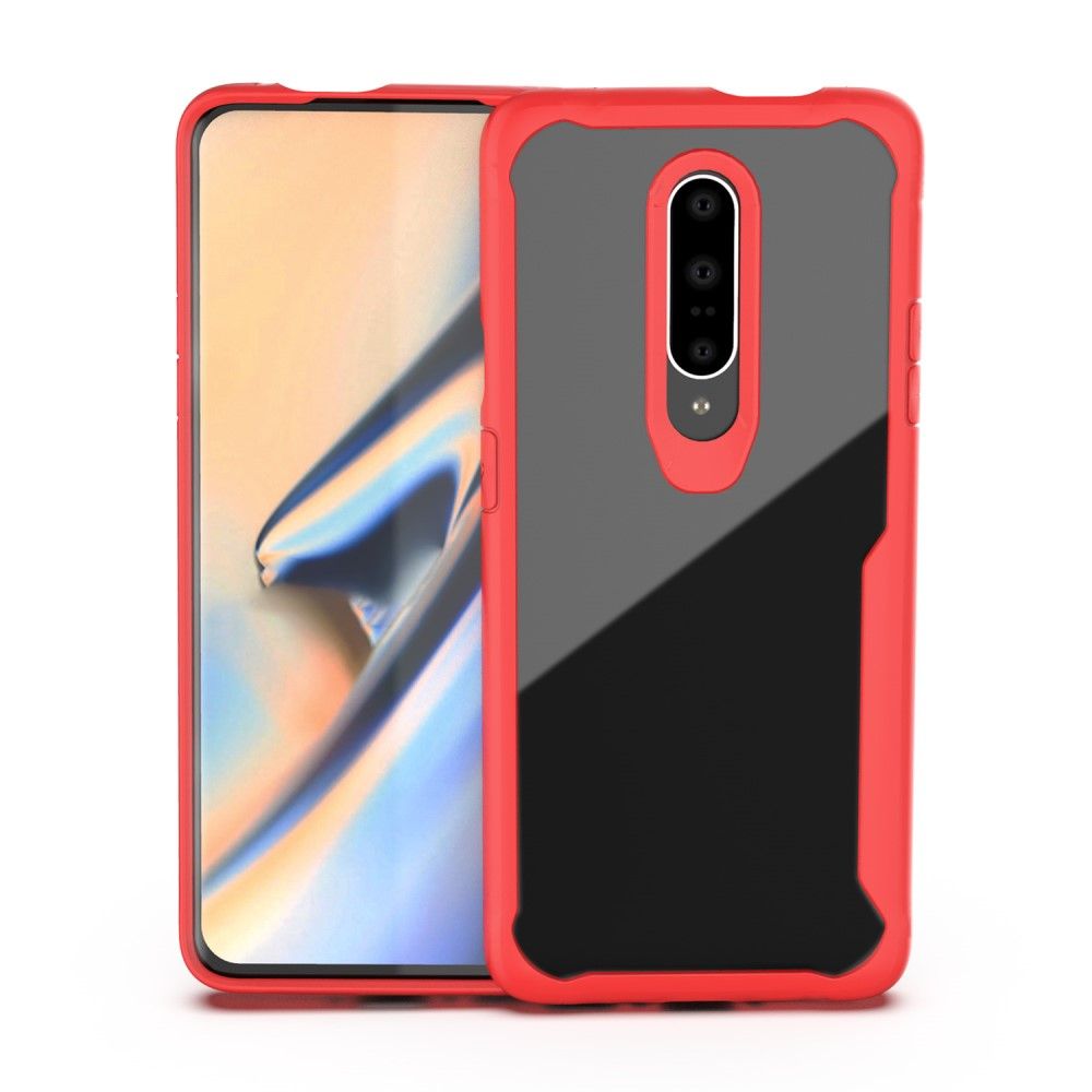 Case OnePlus 7 Pro #เคสฝาหลังใสขอบสีทึบ Shock Absorption PC + TPU Hybrid Mobile Phone Cover