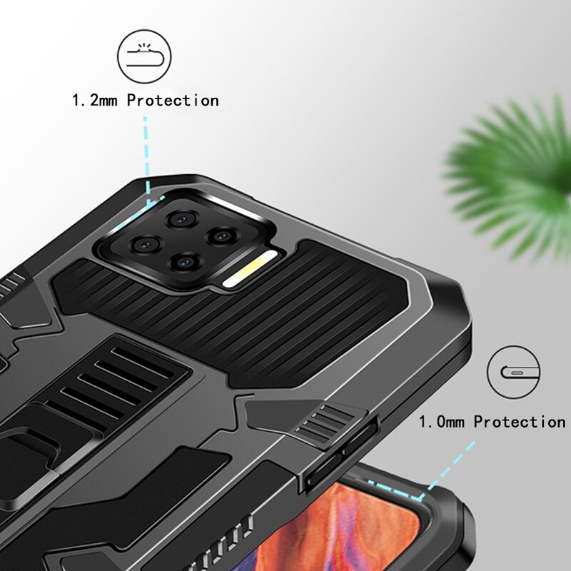 Case OPPO Reno 5 / Reno 5 5G #เคสฝาหลังพลาสติก ไฮบริด TPU + Kickstand Case Armor Stlye TPU Soft Rubber