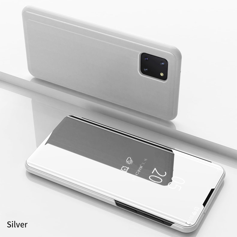 Case Samsung Galaxy Note 10 Lite #เคสฝาพับปกโปร่งแสงผิวเงา Electroplating Mirror Surface Window View