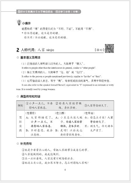 คู่มือการเรียนไวยากรณ์ภาษาจีนมาตรฐาน ระดับกลาง 国际中文教育中文水平等级标准·语法学习手册（中等）Chinese Proficiency Grading Standards for International Chinese Language Education· Grammar Learning Manual（Intermediate Level）