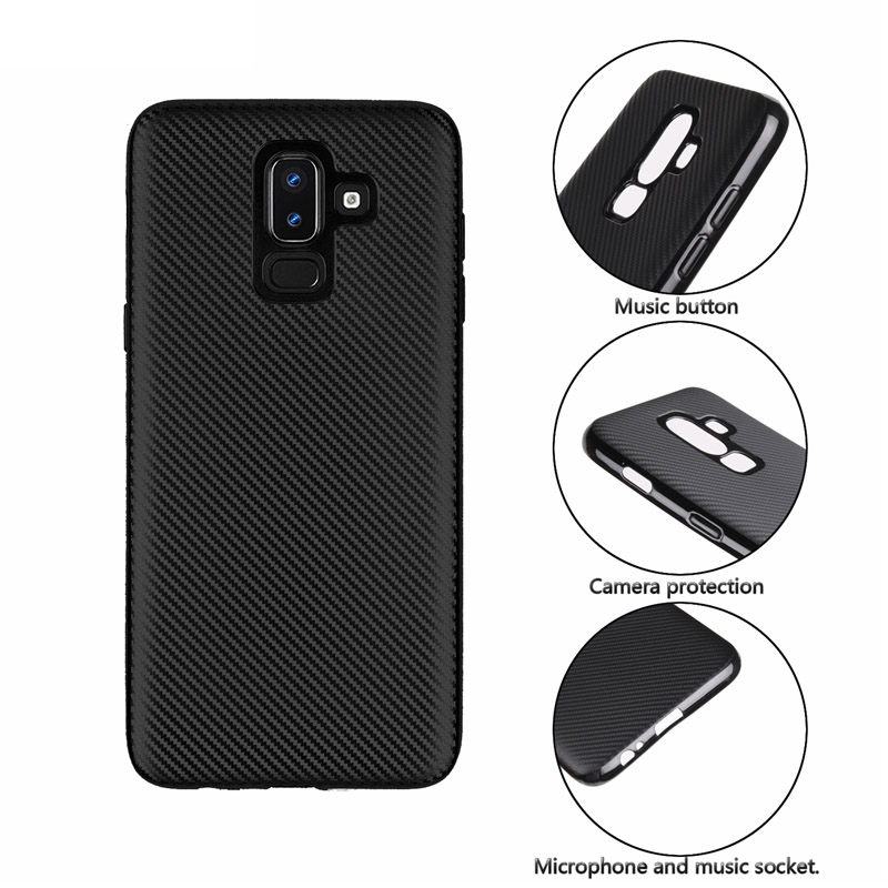 Case Samsung Galaxy J8 (2018) #เคสฝาหลัง TPU นิ่มแบบคาร์บอนไฟเบอร์ Soft Skin Case