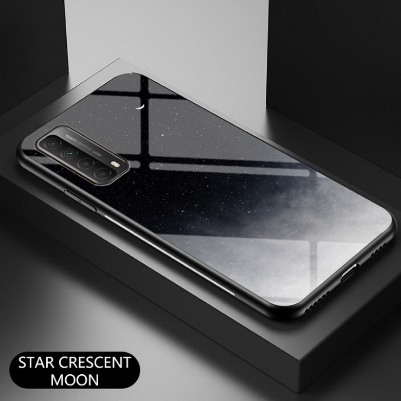 เคส Huawei Y7a #เคสฝาหลัง Gradient Color Glass + PC + TPU Hybrid Case