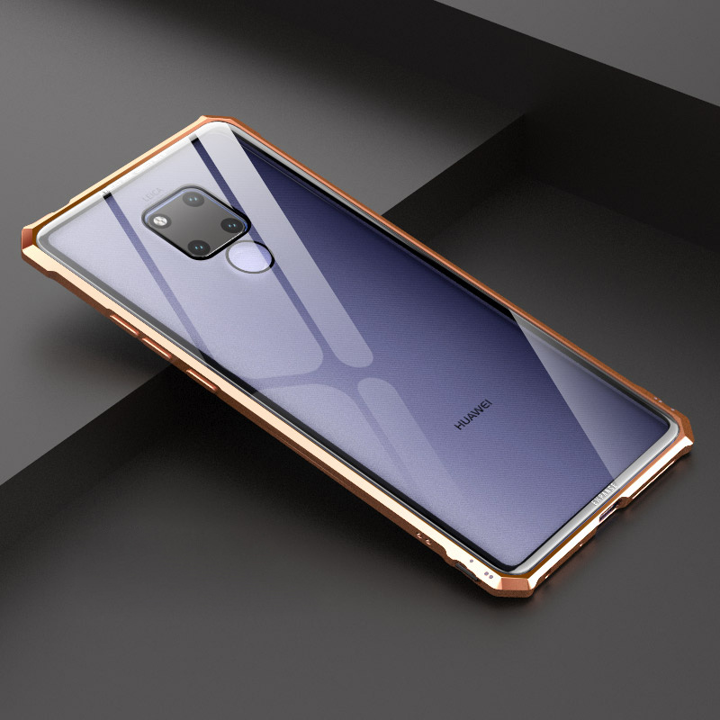 Case Huawei Mate 20 #เคสกรอบโลหะแผ่นหลังกระจกนิรภัยแข็ง Metal Frame + Glass Back Hard Cover