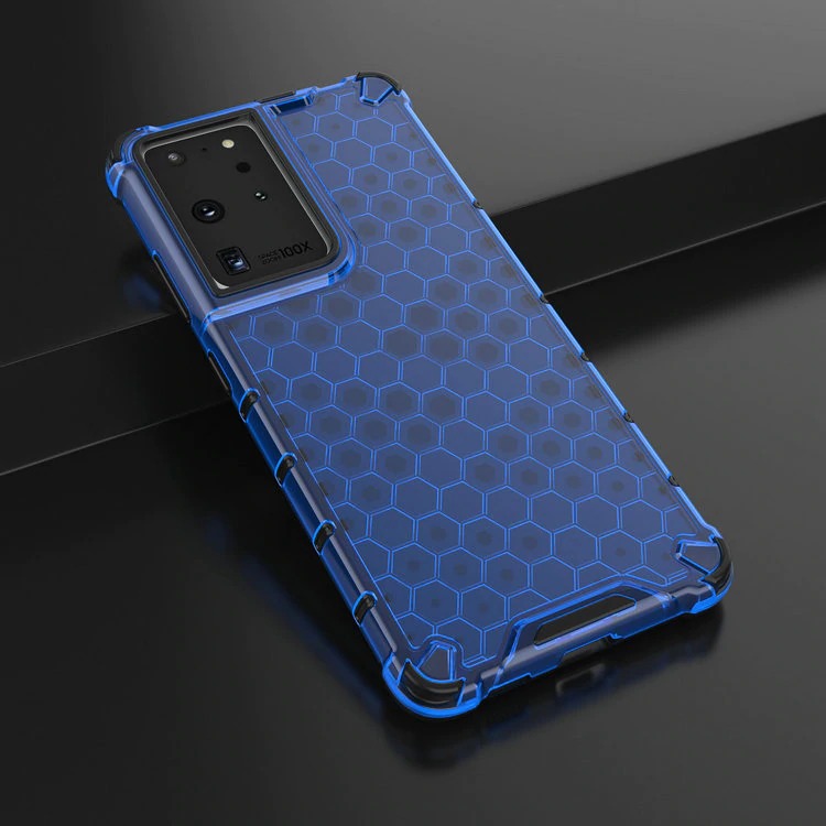 เคส Samsung Galaxy S21 Ultra #เคสฝาหลังกันกระแทก Honeycomb Shock Absorber TPU + PC + Silicone Hybrid