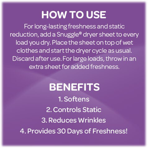 (Pre Order) Snuggle® Fabric Softener Dryer Sheets Exhilarations Lavender & Vanilla 70 Sheets แผ่นอบผ้า