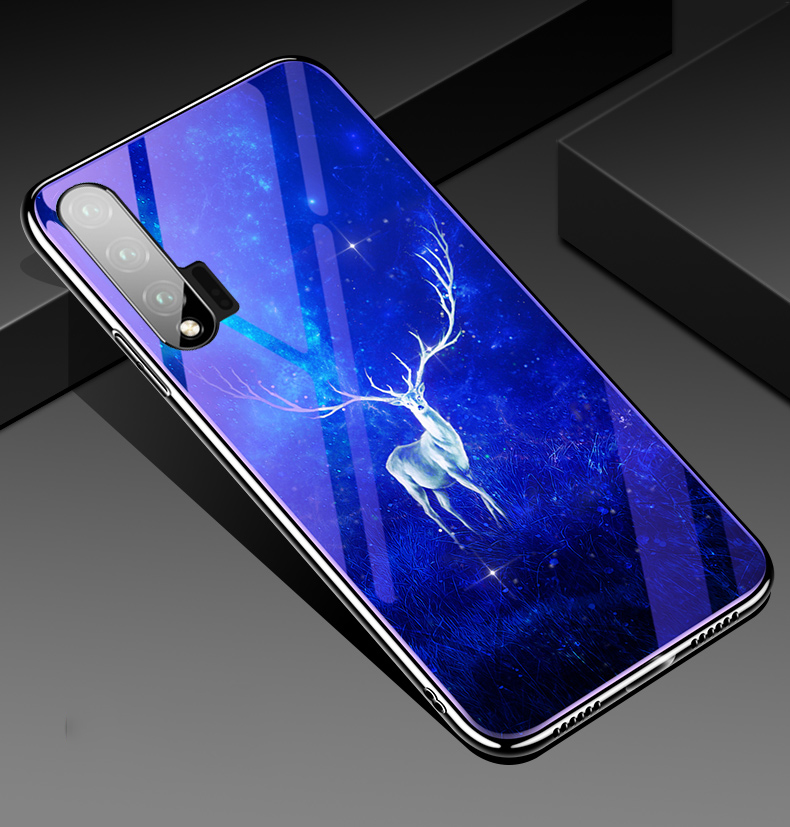เคส Huawei nova 6 #เคสฝาหลังไฮบริดขอบเงา Electroplated TPU Soft Frame + Blue-ray Tempered Glass + PC