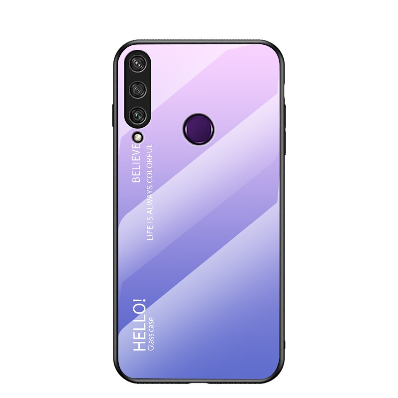 Case Huawei Y7p #เคสฝาหลัง Gradient Color Glass + PC + TPU Hybrid Case