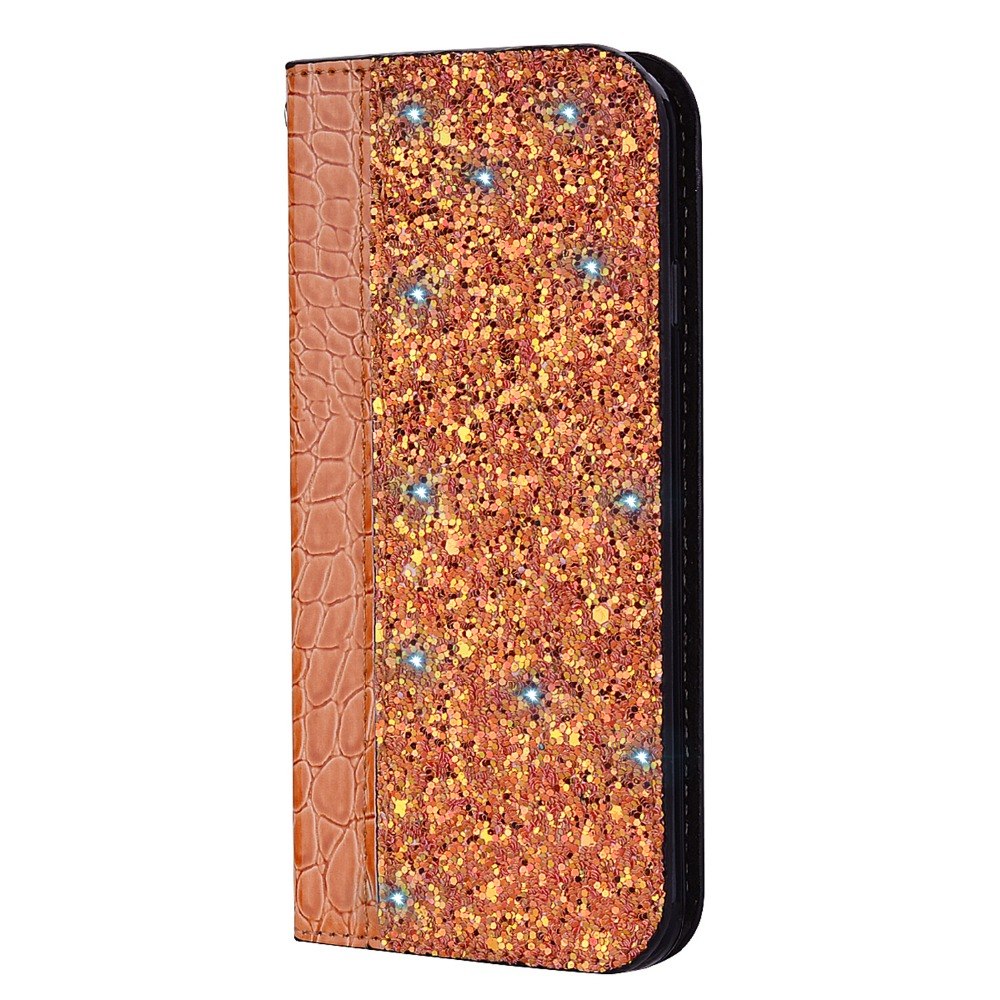Case Samsung Galaxy Note 10 #เคสฝาพับหนัง PU ลายหนังจระเข้ Crocquile Texture Glittery Sequins Splicing มีช่องใส่การ์ด