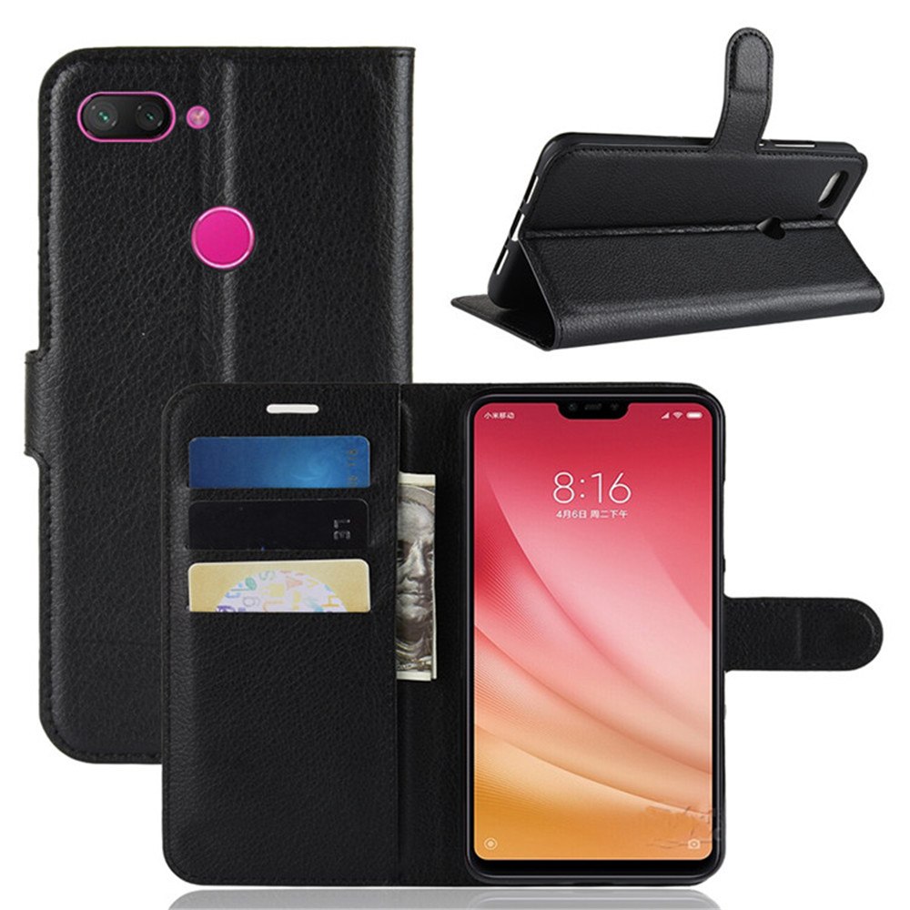 เคส Xiaomi Mi 8 Lite #เคสฝาพับสไตล์กระเป๋าสตางค์หนัง PU ผิวลิ้นจี่สีสันสวยงามทันสมัย
