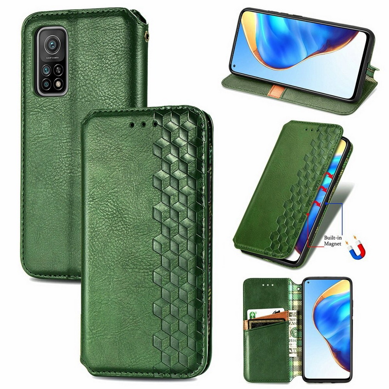 เคส Xiaomi Mi 10T #เคสฝาพับแบบกระเป๋าสตางค์ Magnetic Flip Wallet Bracket Leather Lattice TPU Phone Case