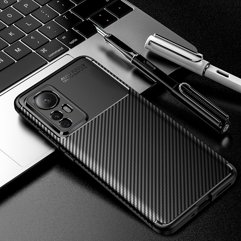 เคส Xiaomi 12 Pro #เคสฝาหลังนิ่ม Carbon Fiber Anti-drop TPU Protection