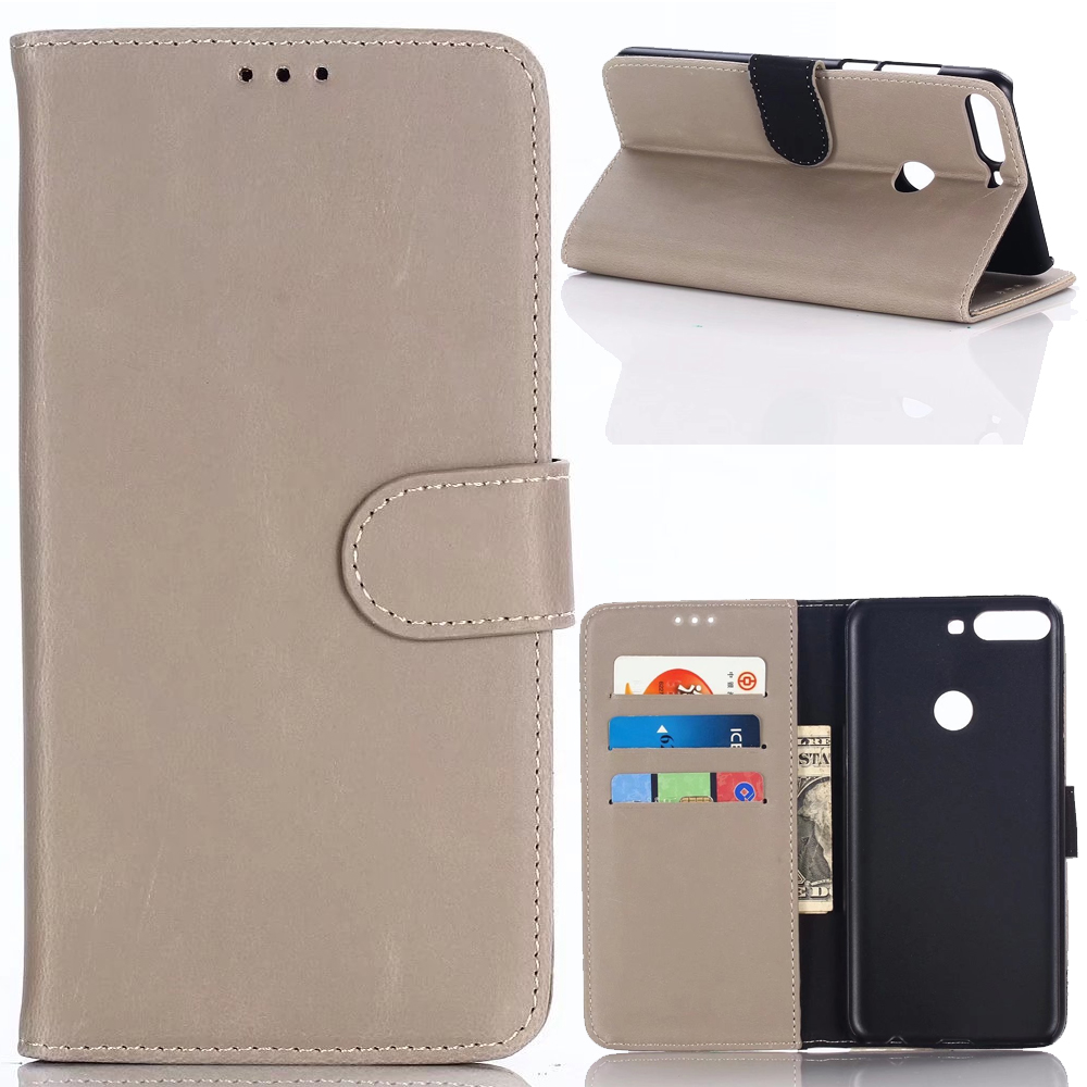 Case Huawei Honor 7C/Enjoy 8/Y7 Prime (2018) #เคสฝาพับ Crazy Horse Texture Retro Style