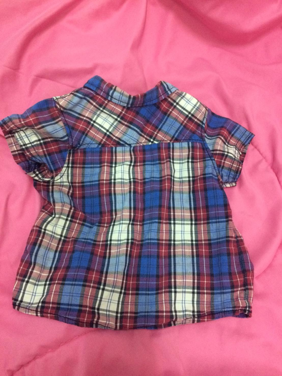 เสื้อเด็กลายสก็อต โทนน้ำเงิน มือสอง สภาพดีมาก