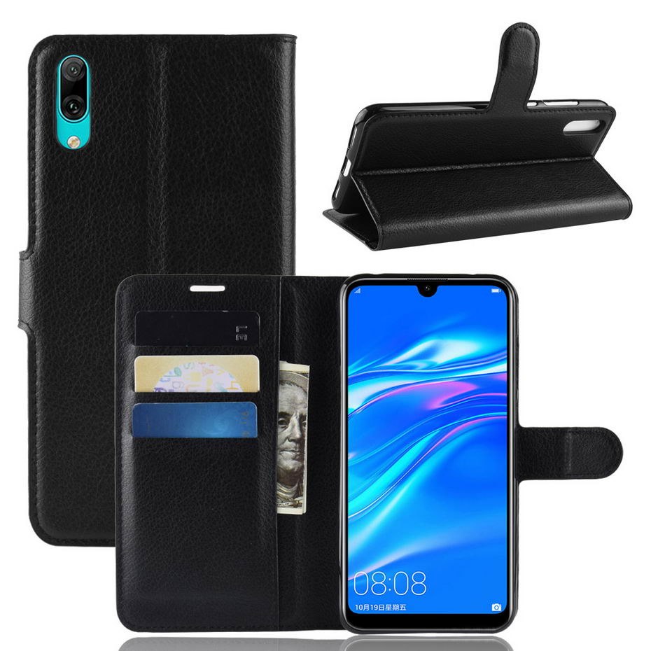 เคส Y7 Pro (2019) #เคสฝาพับสไตล์กระเป๋าสตางค์หนัง PU ผิวลิ้นจี่
