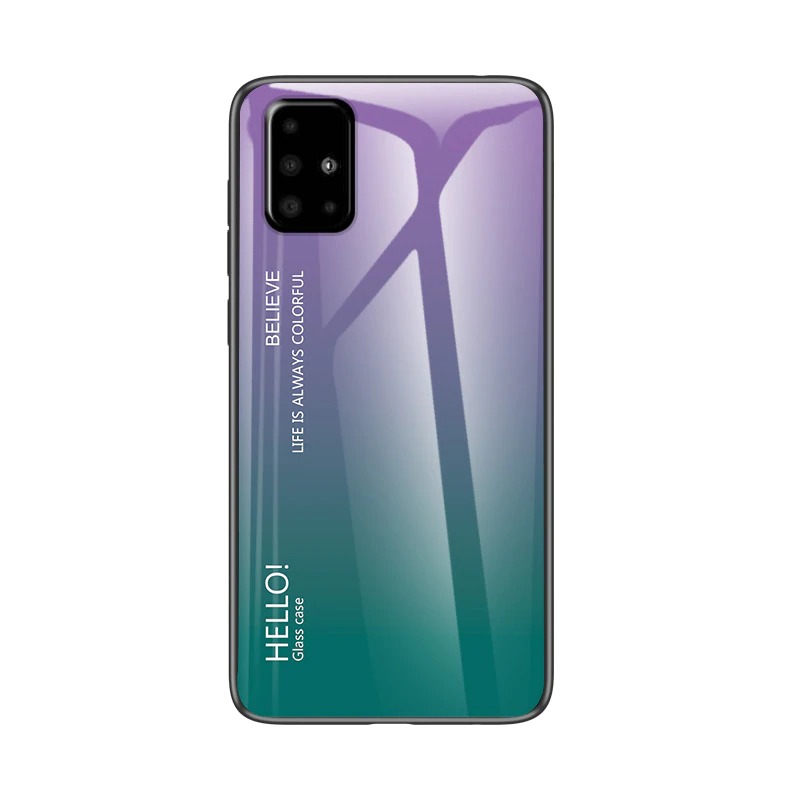Case Samsung Galaxy M51 #เคสฝาหลัง Gradient Color Glass + PC + TPU Hybrid Case