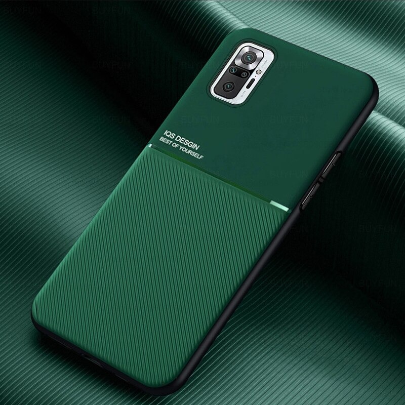 เคส Redmi Note 10 4G #เคสแบบฝาหลัง TPU เคลือบหนัง PU สไตล์ธุรกิจที่เรียบง่ายมีแผ่นเหล็กในตัว Minimalist Business Style Leather Coated TPU Built-in metal magnetic plate