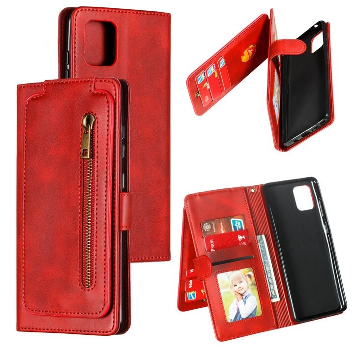 เคส Samsung Galaxy Note 10 Lite #เคสฝาพับแบบกระเป๋าสตางค์ช่องใส่บัตรหลายช่อง Multi-slot Wallet Zippered Leather พร้อมสายคล้อง