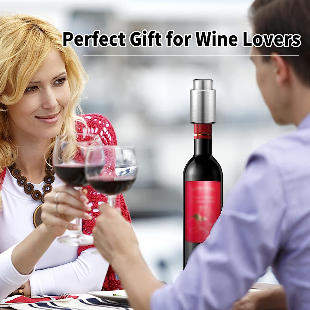 (Hanlomele) Wine Bottle Stoppers Stainless Steel Wine Savers 2 Pack จุกขวดไวน์ จุกไวน์สูญญากาศ ที่เก็บไวน์สแตนเลส