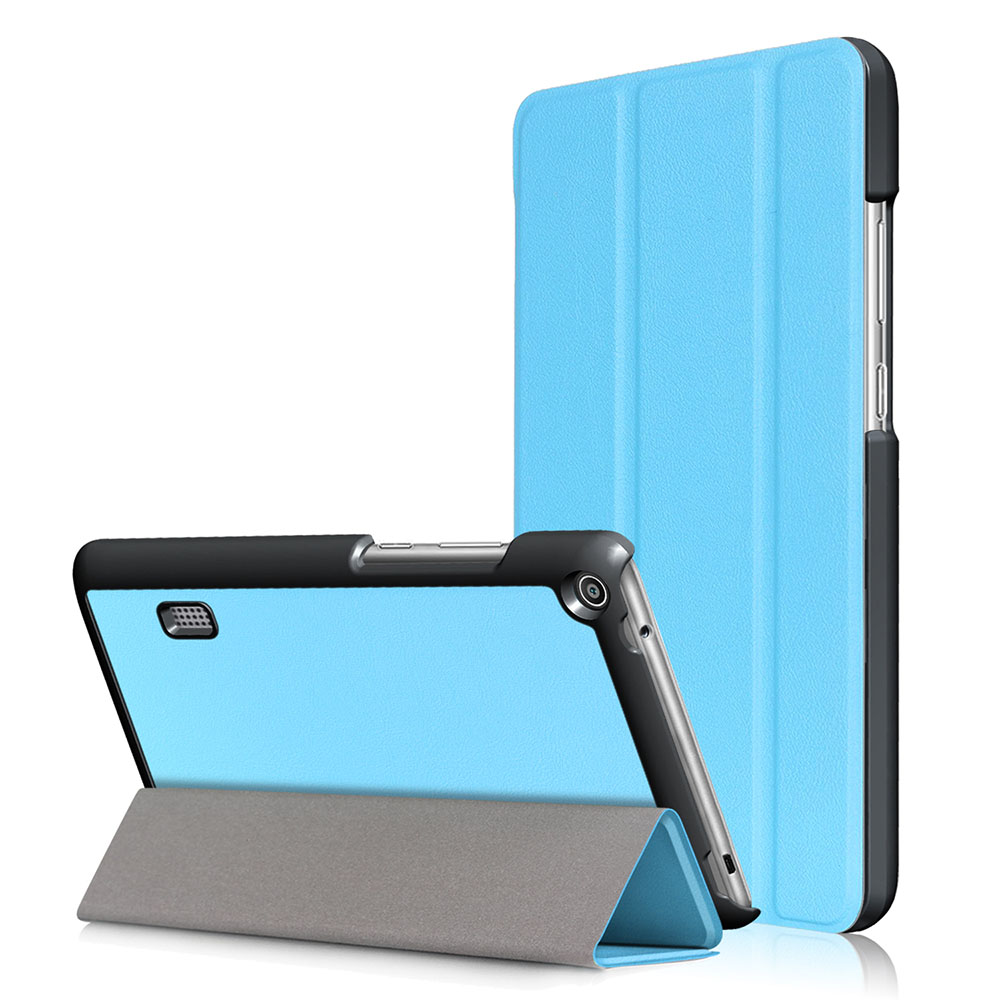 Case Huawei MediaPad T3 7.0นิ้ว #เคสแบบฝาพับหนัง PU 3 พับกรอบเคสสีดำทึบแสง Tri-fold PU Leather สีสันสวยงาม