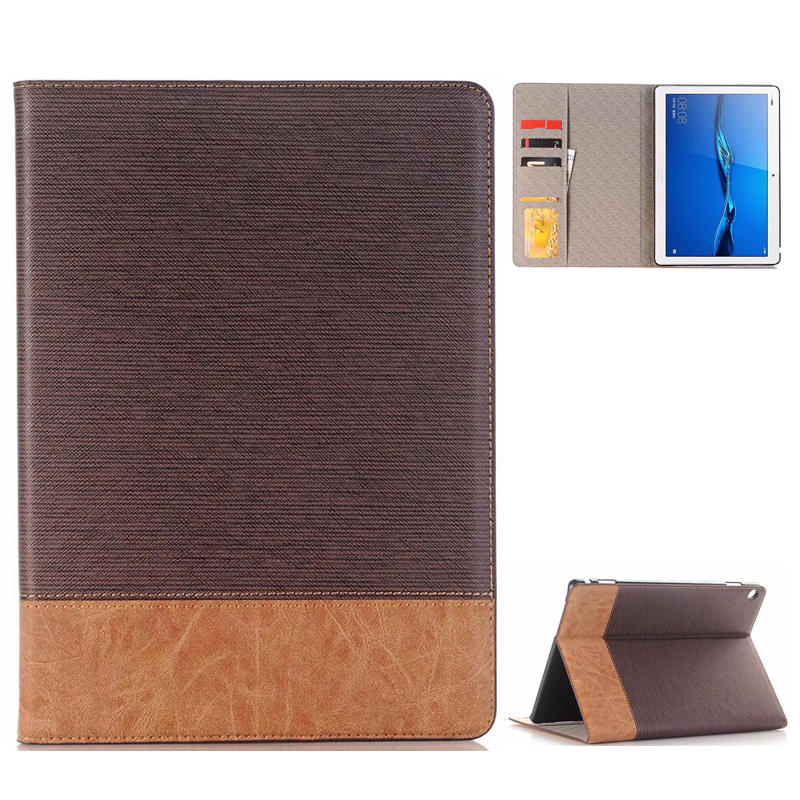 เคส Huawei MediaPad M5 lite 10.1นิ้ว #เคสฝาพับกระเป๋าสตางค์หนัง PU สมาร์ท 2 สี Bi-color Smart Stripe Leather Wallet