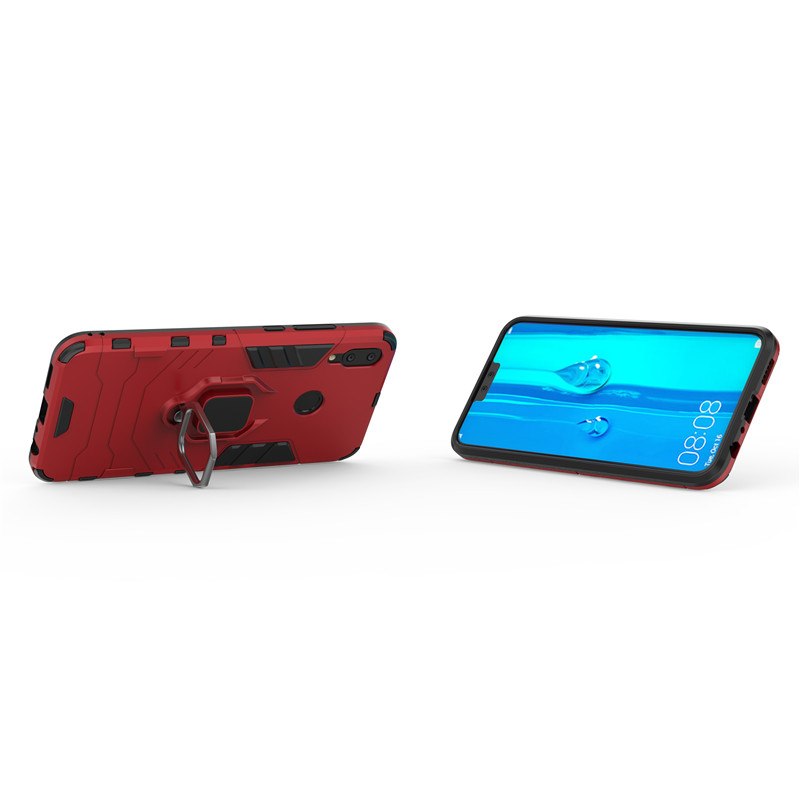 Case Huawei Y9 (2019) #เคสฝาหลังพลาสติกแข็ง +TPU Hybrid Case มีแหวนสวมนิ้วโลหะ สีสันสวยงามทันสมัย