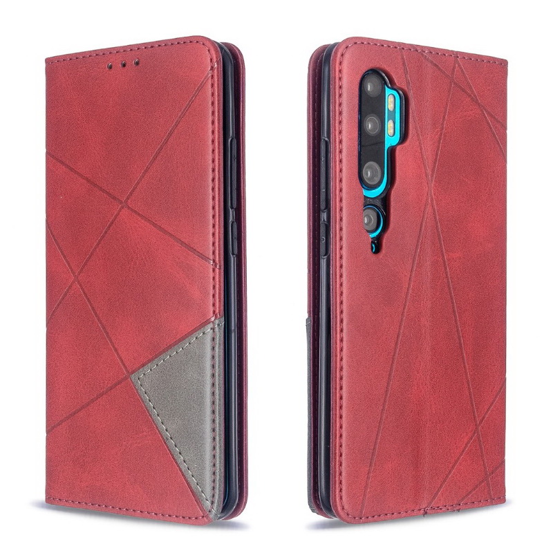 Case Xiaomi Mi Note 10 Pro #เคสฝาพับหนัง PU มีช่องเสียบ ID บัตรอื่นๆในตัว Geometric Pattern Leather Card Holder Protective