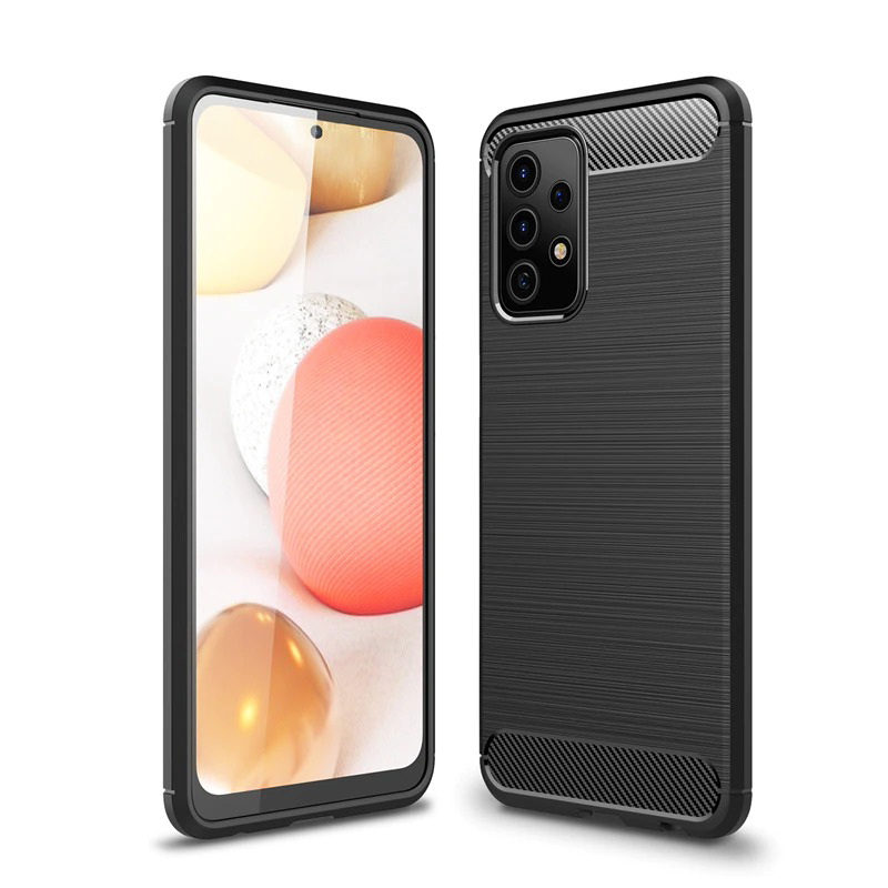 เคส Samsung Galaxy A32 4G#เคสฝาหลังตกแต่งคาร์บอนไฟเบอร์ ผิวขัดแปรง Brushered TPU Back Case