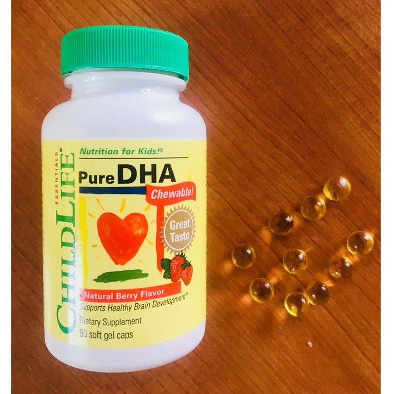 ChildLife® Pure DHA , Natural Berry Flavor, 90 SoftGel Caps ดีเฮชเอบริสุทธิ์ สำหรับเด็ก 6เดือน - 12 ขวบ
