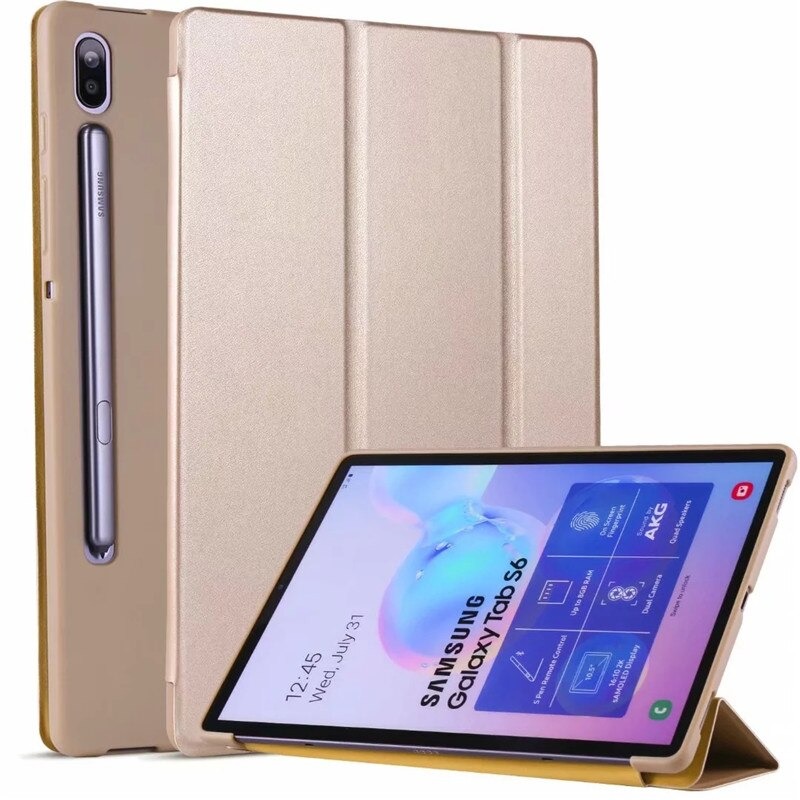 เคส Samsung Galaxy Tab S6 SM-T860 SM-T865 #เคสฝาพับหนัง PU แบบ 3 พับ Soft TPU Tri-fold Stand Leather Smart Tablet